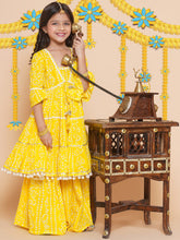 Yellow Printed Empire Gotta Patti Kurta With Sharara