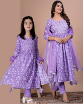 Lavender Gota Work Kurta Set for Mom & Daughter - Twinning in Elegance