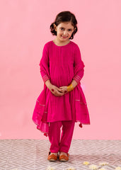 Rani Pink Pintucks Anarkali Suit Set