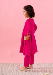 Rani Pink Pintucks Anarkali Suit Set