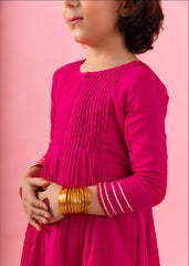 Rani Pink Pintucks Anarkali Suit Set