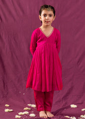 Rani Cross Gather Anarkali Set