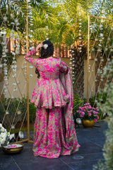 Petaline Pink Cosmos Sharara Set