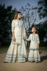 Turquoise printed Sharara - Set of Three
