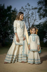 Turquoise printed Sharara - Set of Three
