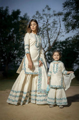 Turquoise printed Sharara - Set of Three