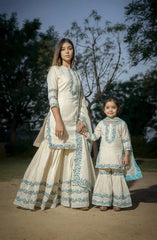 Turquoise printed Sharara - Set of Three