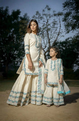 Turquoise printed Sharara - Set of Three