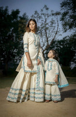 Turquoise printed Sharara - Set of Three