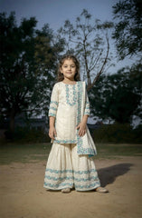 Turquoise printed Sharara - Set of Three