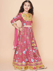 Pink Printed Cotton Lehenga Choli Set
