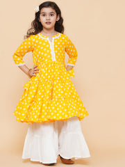 Yellow Printed Kurta And Sharara