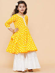 Yellow Printed Kurta And Sharara