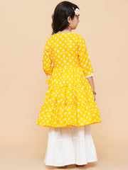 Yellow Printed Kurta And Sharara