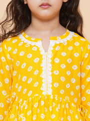 Yellow Printed Kurta And Sharara