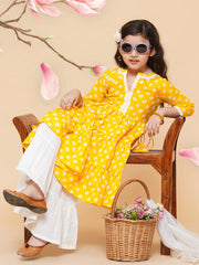 Yellow Printed Kurta And Sharara