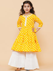 Yellow Printed Kurta And Sharara