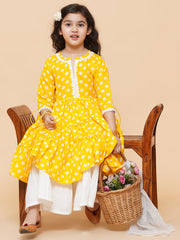 Yellow Printed Kurta And Sharara