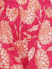 Pink Floral printed Tiered style kurta