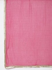 pink Ethnic Printed Angrakha Gotta Patti Kurta with Sharara & Dupatta