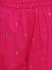 pink Ethnic Printed Angrakha Gotta Patti Kurta with Sharara & Dupatta
