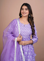 Lavender Gota Work Kurta Set