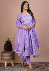 Lavender Gota Work Kurta Set