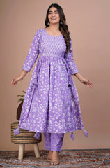 Lavender Gota Work Kurta Set